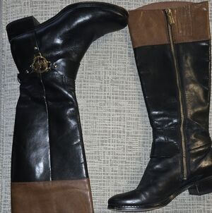 Michael Kors Black and Tan over the Knee Boots